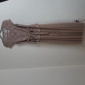 Candalite lace sequin Long Tan Dress Size Large